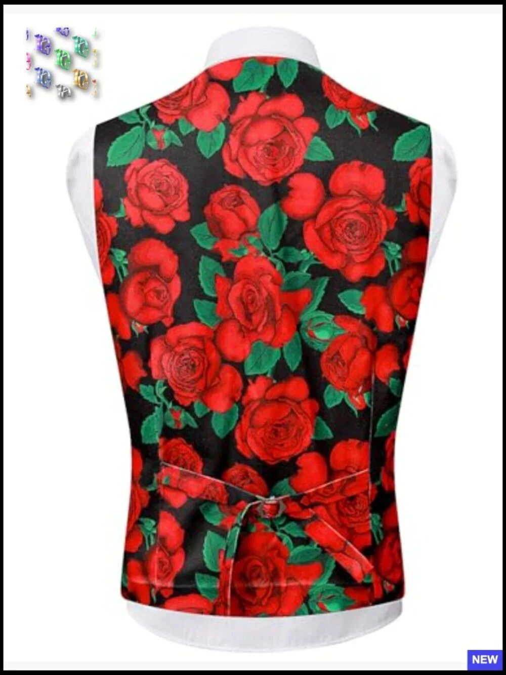 Men's V-Neck Suit Vest with Bowtie Floral Pattern Relaxed Fit Valentine's Day
